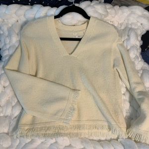 Anthropologie NWOT White V Neck Sweater